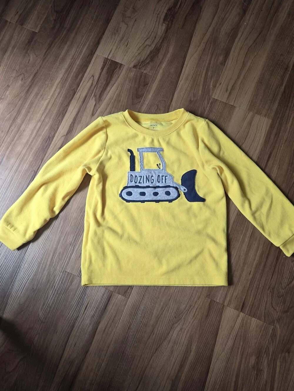 Carter's Kids Size 7 Yellow 'Dozing Off' Construction Pajama Set GUC